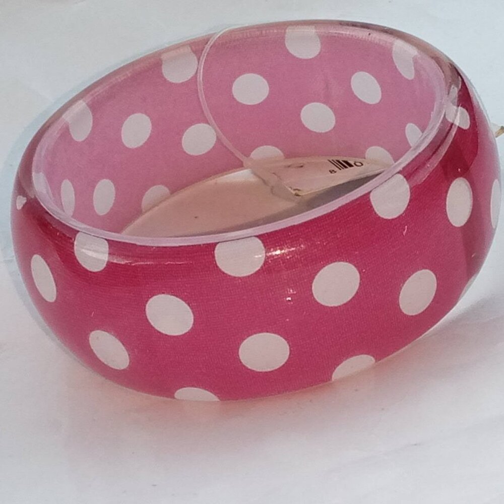 Hot Pink and White Polka Dot Bangle Bracelet – Retro Statement Style